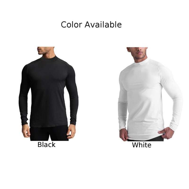 Męska pulower z golfem koszula bluza z długim rękawem ciepła bielizna termiczna w stylu Casual Fit t-Shirt oddychająca smukła koszulka sportowa
