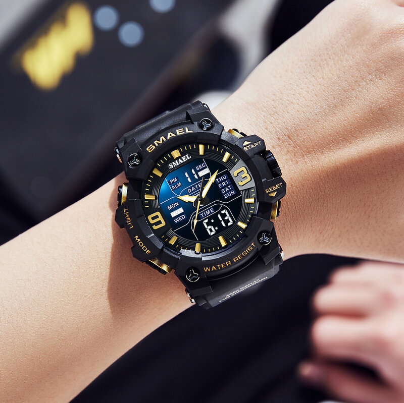 Мужские Спортивные кварцевые наручные часы SAMEL, спортивные наручные часы в стиле милитари с двойным дисплеем