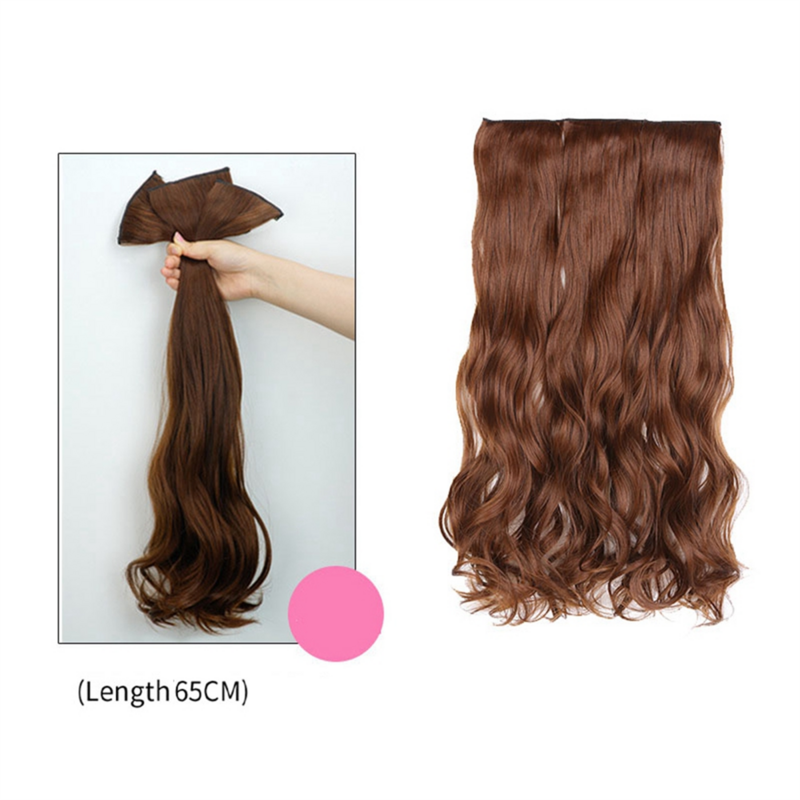 Ensemble de perruques épaisses bouclées, cheveux longs, haute température, brun clair, grand, rouleau A, 65cm, 3 pièces