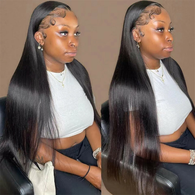 13x6 Hd Straight Lace Frontal Wig Glueless Pre Plucked Glueless 30 34 Inch Bone Straight Lace Front Human Hair Wigs For Women