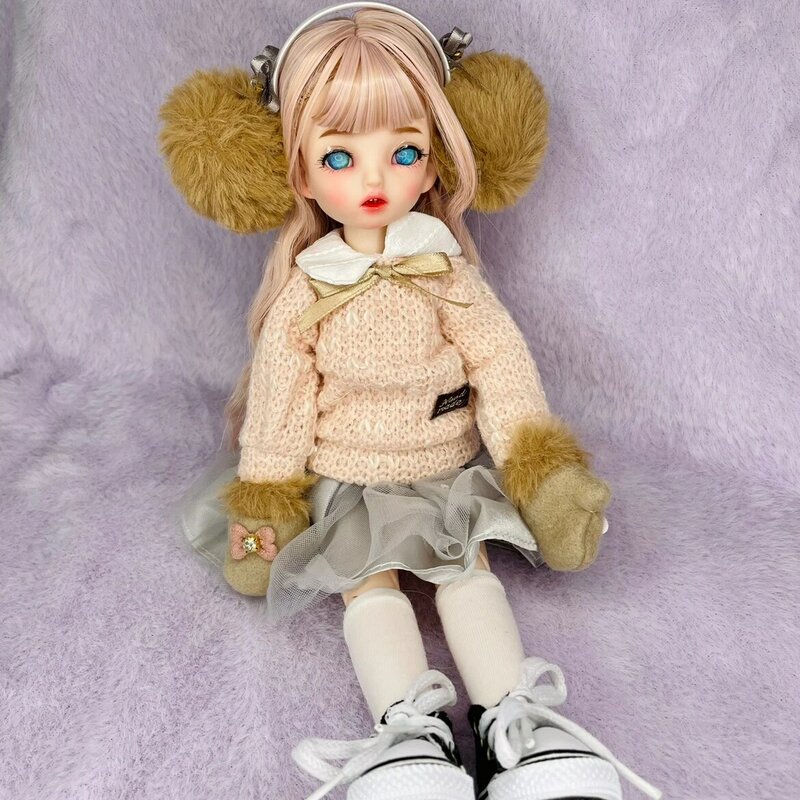 Muñeca articulada con ojos grandes para niñas, juguete de muñeca articulada de 30cm con ojos grandes, ideal para regalar a mano