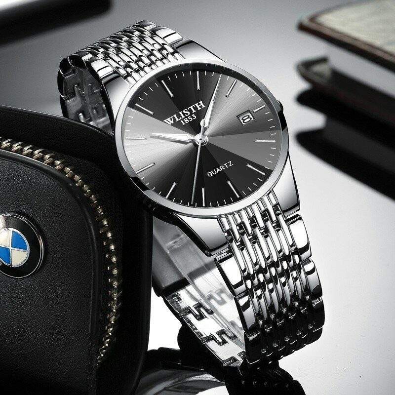 Relógios de pulso para homens e mulheres, amantes de quartzo, mostrador convexo, presente analógico, marca top, casal de luxo, moda