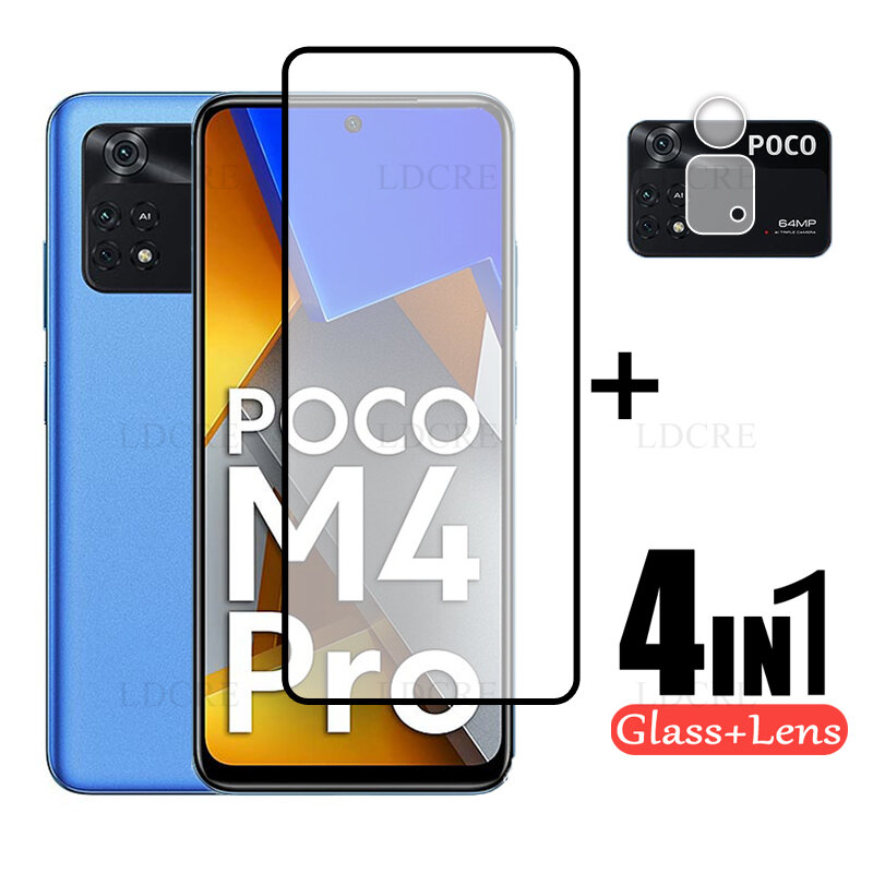 2 Pcs untuk Xiaomi Poco M3 Kaca Layar Pelindung Penuh Kaca untuk Xiaomi Poco M3 Flim Len Kaca untuk Xiaomi Poco X3 Kamera Kaca Len