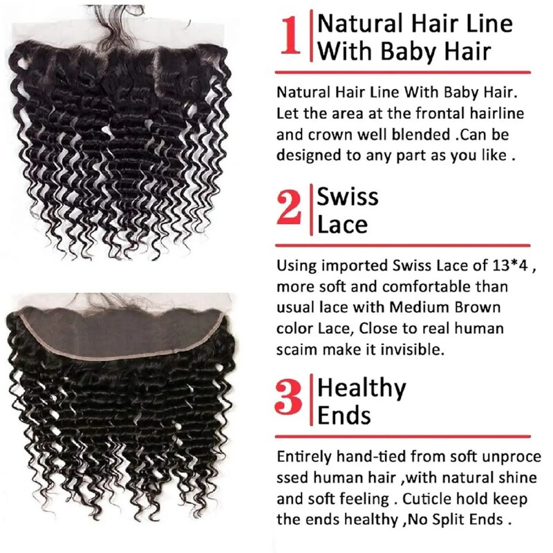 Mechones de cabello humano rizado con cierre, pelo Remy virgen brasileño 100%, 13x4, Natural, 3 unidades
