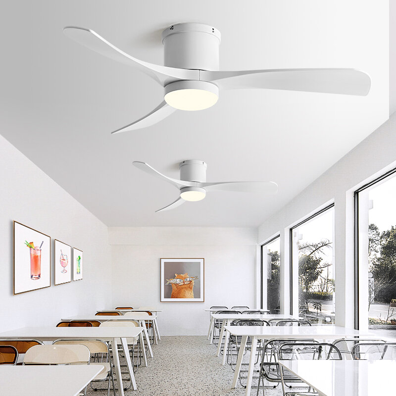 Ventilador de techo de piso bajo con luz LED, 56 pulgadas, 110V, 220V, Control del hogar, dormitorio
