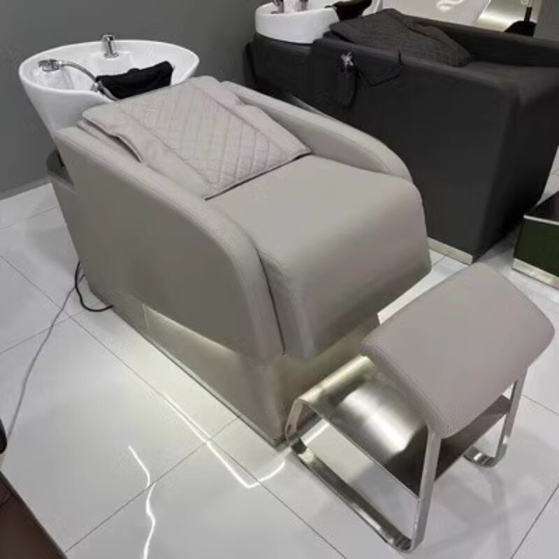 Relaxante Shampoo Chair for Hair Salon, Cadeira reclinável para estilista, Bacia de luxo para cabelo, Cabeça móvel relaxante