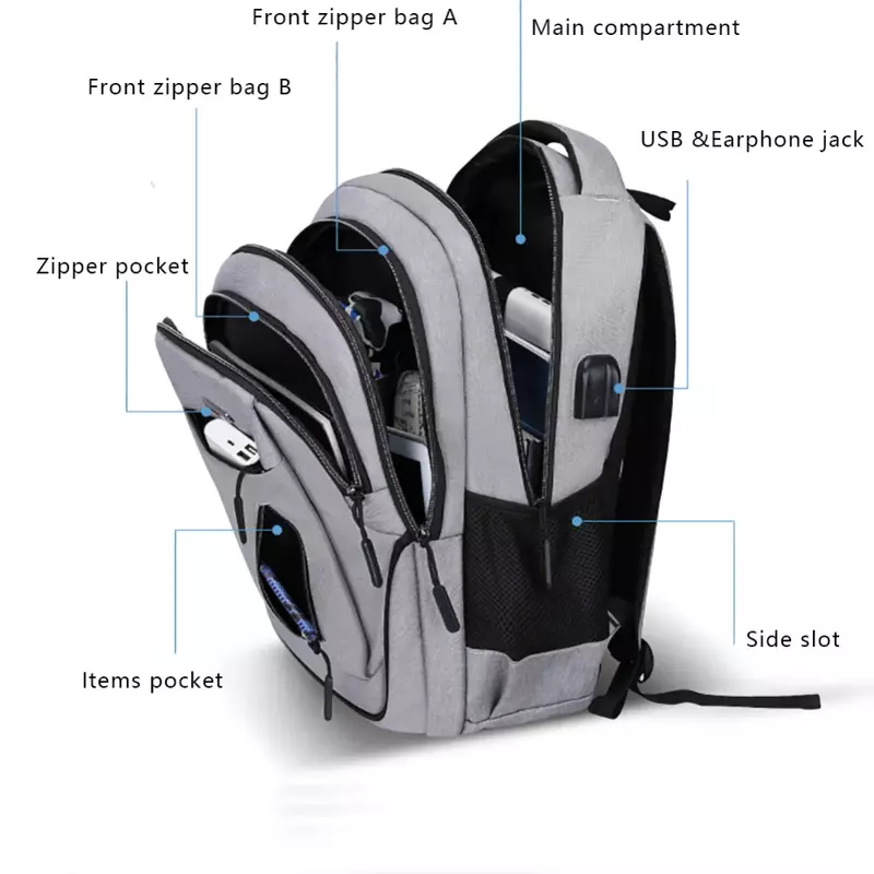 Вместительный мужской рюкзак для ноутбука, водонепроницаемый деловой рюкзак из ткани Оксфорд, для подростков и студентов колледжа