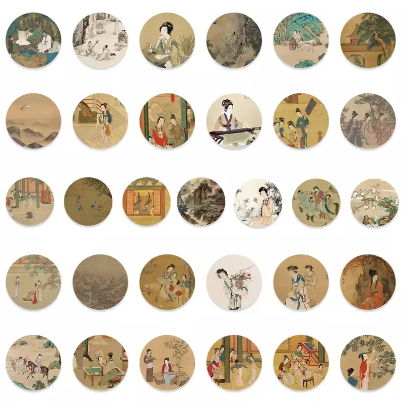 61 buah stiker grafiti tokoh kuno gaya Tiongkok, stiker dekorasi gitar ponsel komputer Laptop