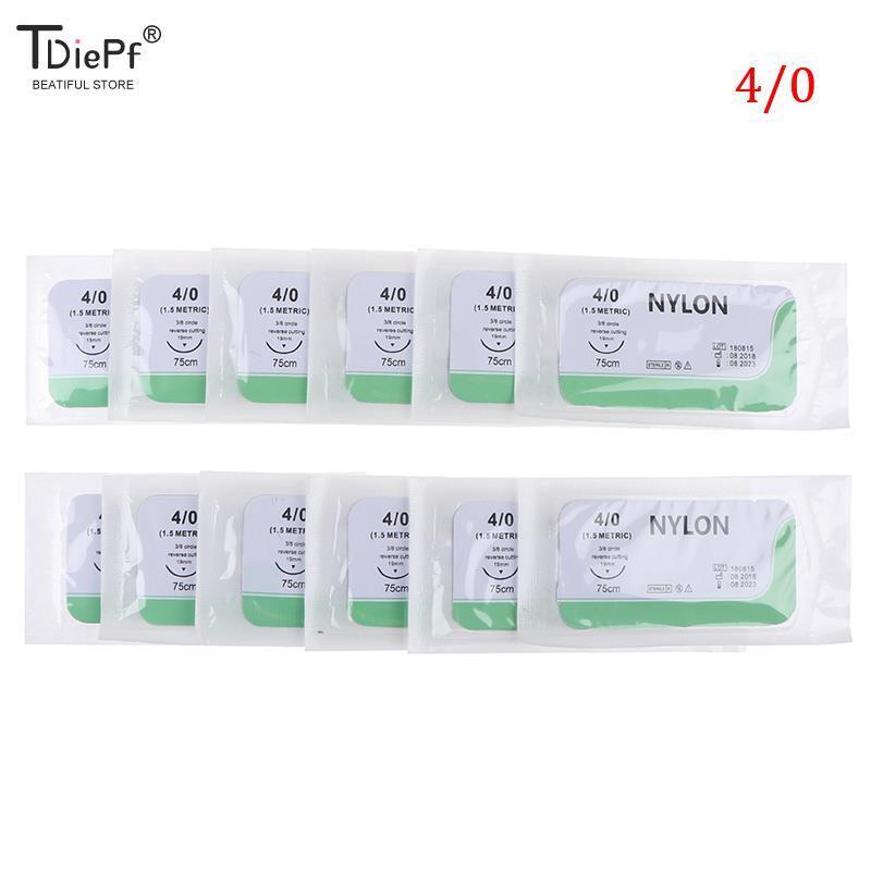12PCS 2.0/3.0/4.0 Needle Suture Nylon Monofilament Non-injured Suture Medical Thread Suture For Medical Surgical Suture Practice
