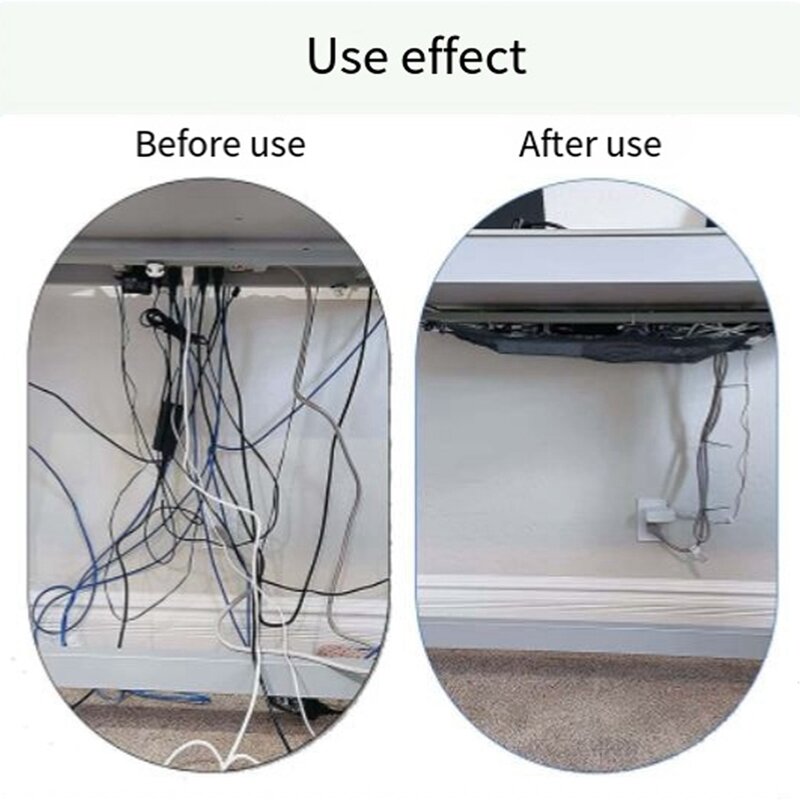 Red de gestión de cables para debajo del escritorio, bandeja Flexible, duradera y fácil de usar