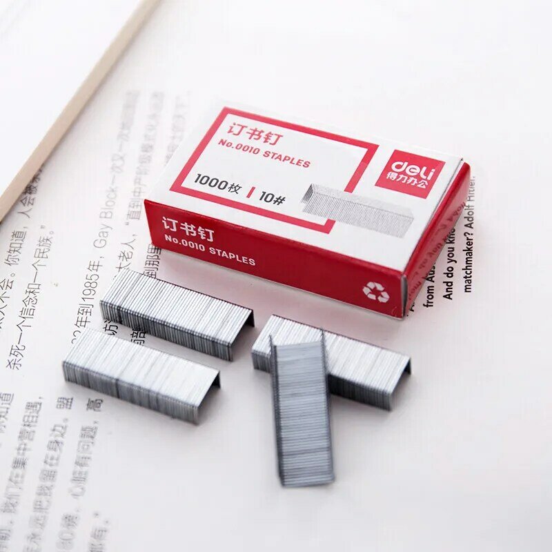 Deli 0010 No.10 miniatur Staples untuk Stapler kecil dapat pokok 12 lembar 1000 buah/kotak