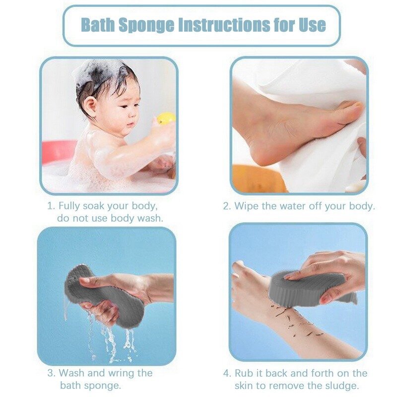 Bath Cottons Sponge Gray Soft Sponge Parts Bath Brush Body Skin Cleanser Remover Exfoliator