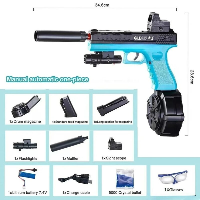 Pistola eléctrica de bolas de Gel para adultos y niños, Pistola de juguete, Arma de juego al aire libre, Pistola de cuentas de agua