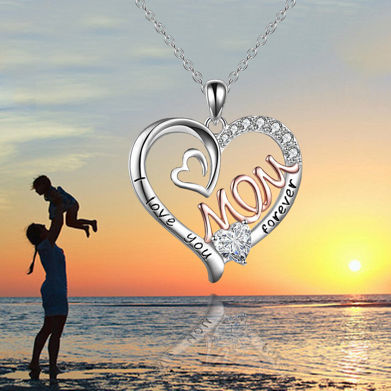 الفاخرة مصمم مجوهرات القلب أمي مزدوجة الحب الأم قلادة للنساء الزركون الأولي سلسلة بدلاية قلادة هدية عيد الأم