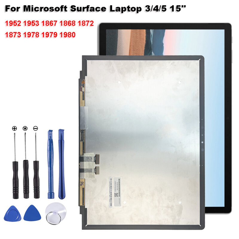 AAA + สำหรับ Microsoft Surface LAPTOP 3 4 5 1867 1868 1873 1980 15 "ชุดประกอบกระจกจอแสดงผล LCD แบบสัมผัสหน้าจอ