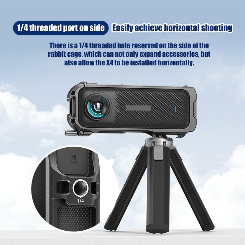 ป้องกันกล้องแอคชั่นสำหรับ Insta360 X4กรงกระต่ายโลหะสำหรับกล้องแอ็คชั่น Insta360 X4 E1o3 ACC