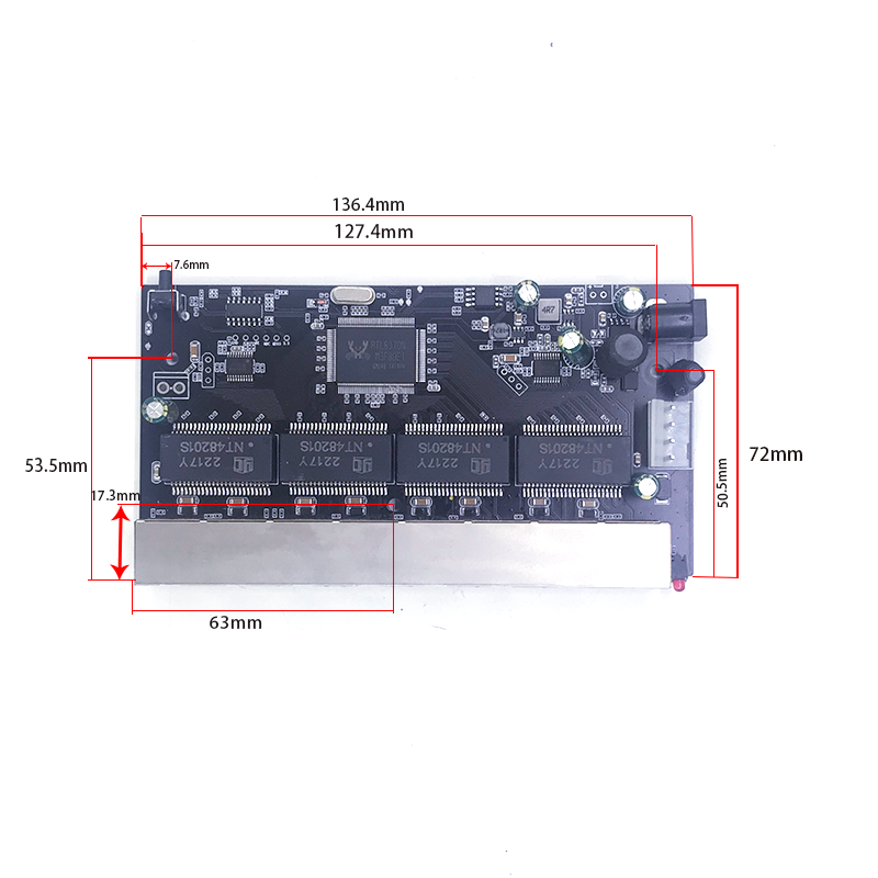 관리 스위치 PCB 모듈, 8 포트, 10, 100, 1000M, POE 48V(400W-600W), 802.3BT, 클래스 8