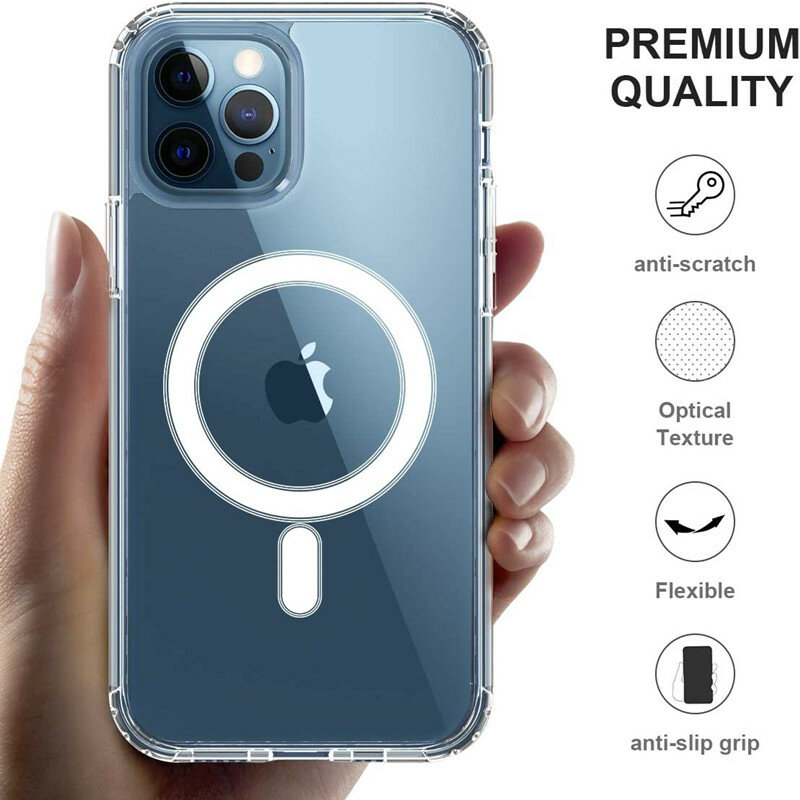 Magsafe Magnetische Drahtlose Lade Klar Telefon Fall für iPhone 14 13 12 11 Pro Max Mini X XS XR 7 8 Plus Harte Stoßfest Abdeckung