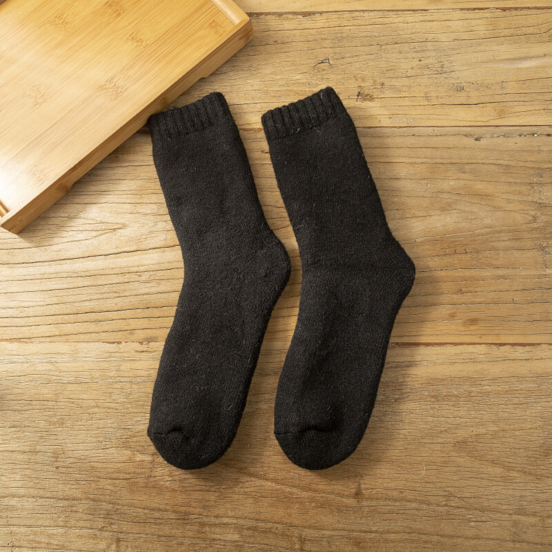 1 par de inverno quente engrossar lã masculina meias masculinas meias masculinas super pelúcia sólida merino lã meias natal contra neve fria