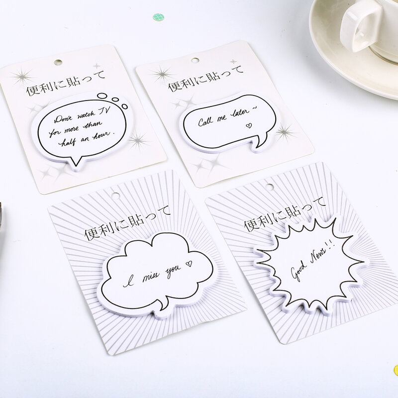 Bloc de notas adhesivas Kawaii para niña, 30 hojas, nubes de diálogo lindas coreanas, notas postales, papelería novedosa, Pestaña de suministro escolar y de oficina