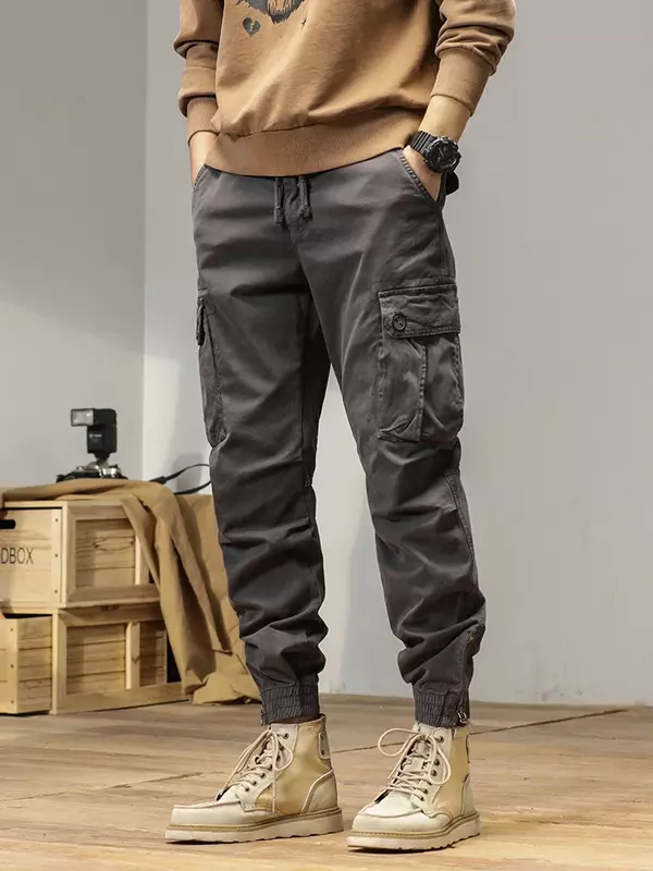2024 nuovi pantaloni Cargo Multi-tasche primavera estate uomo Streetwear cerniera gamba pantaloni da lavoro Skinny pantaloni tattici Casual in cotone