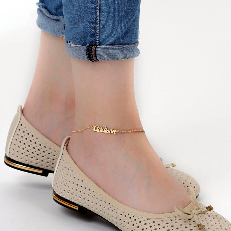 Targhetta personalizzata braccialetto alla caviglia Femme nome personalizzato cavigliera gioielli piede catena gamba in acciaio inossidabile