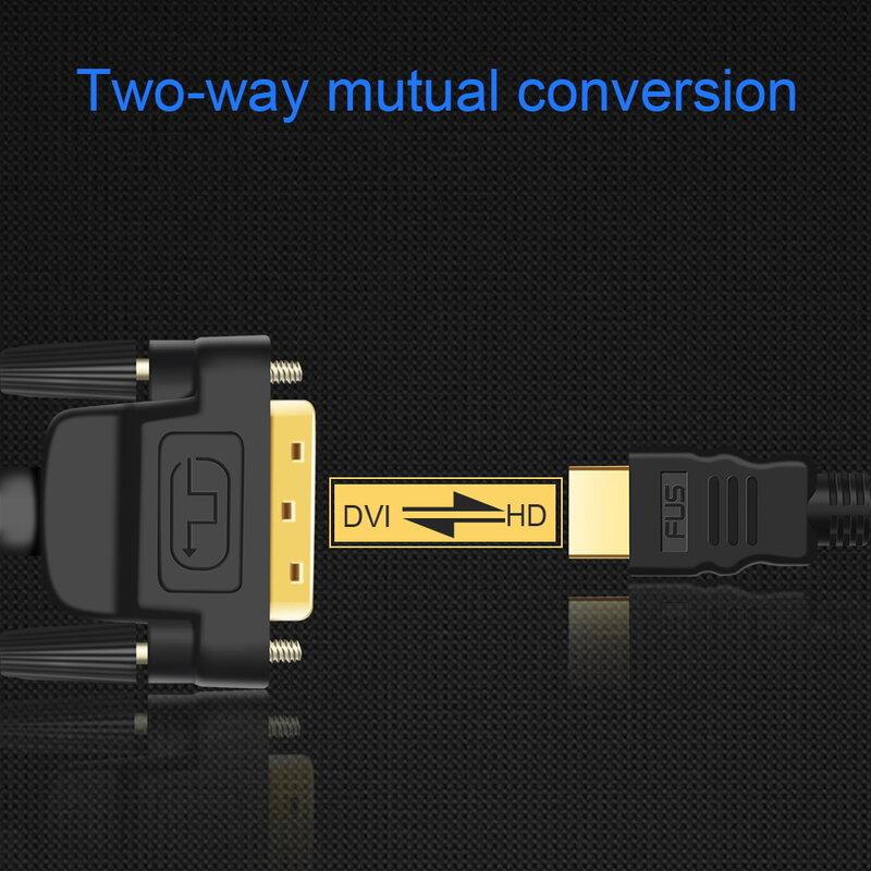 Hdmi-compatível com dvi cabo 1080p 3d dvi para hdmi-cabo compatível DVI-D 24 + 1 pinos adaptador cabos banhado a ouro para tv caixa dvd 1 2m