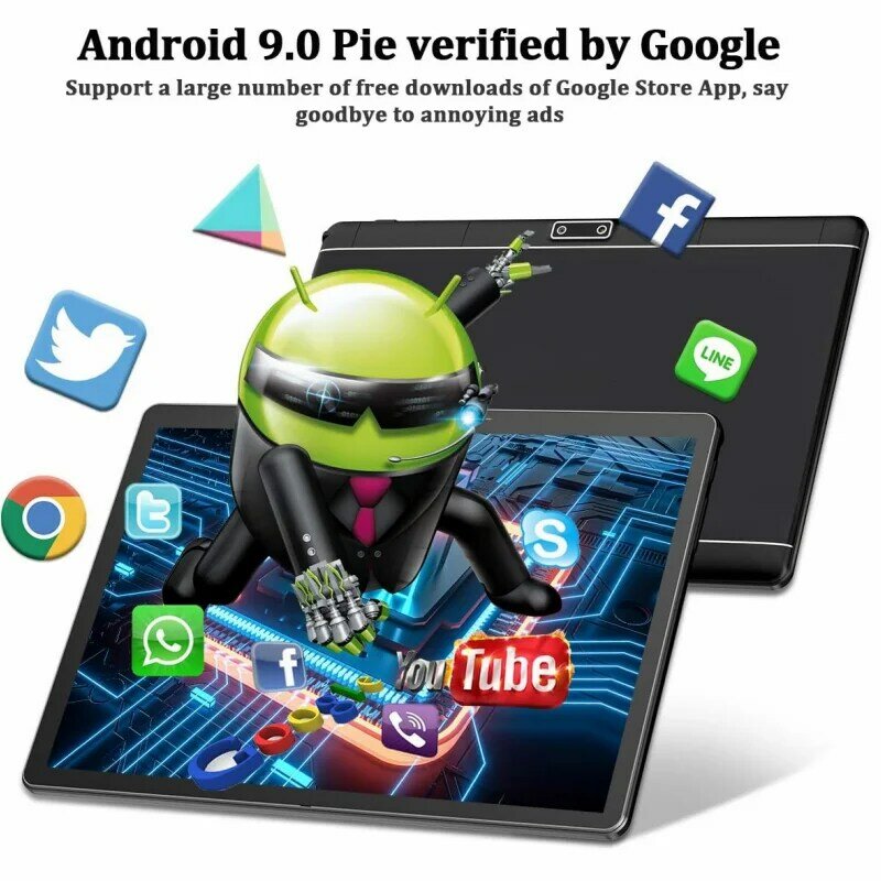 Android 9.0 SC7731 Tablet Quad Core, 10.1 Polegada, 2GB de RAM, 16GB, 32GB, 3G Chamada Telefônica, 1280x800 IPS, Compatível com Bluetooth, Câmera Dupla, Quente