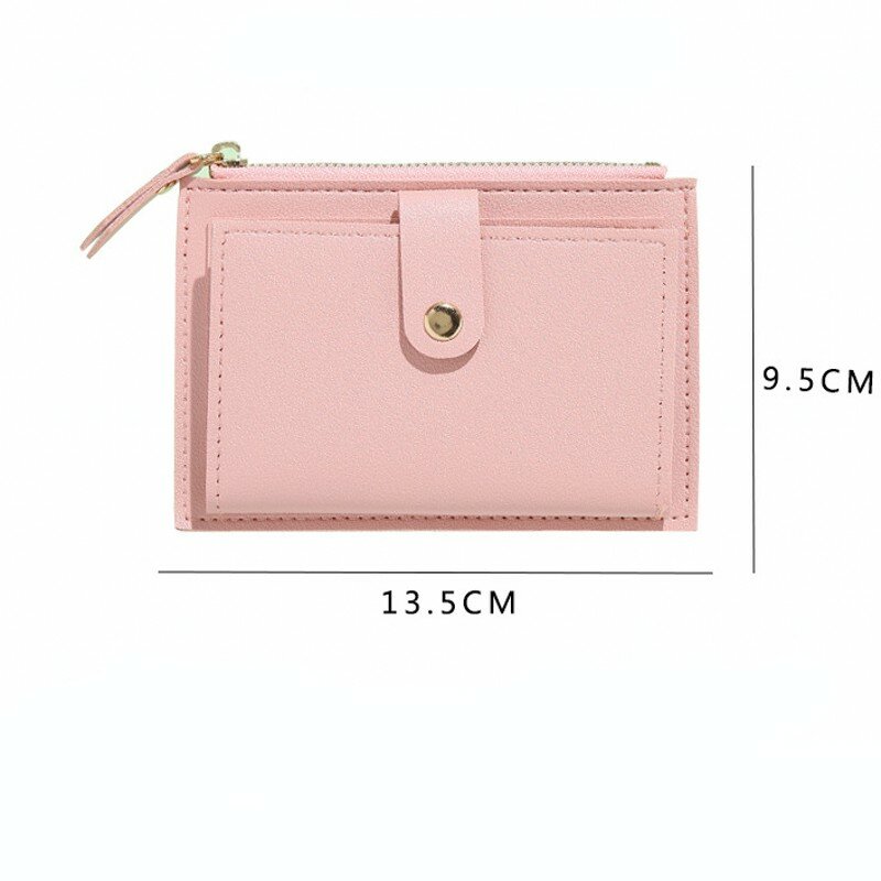 Dompet pendek Fashion wanita, dompet koin untuk wanita, tempat kartu wanita, dompet kulit PU wanita dua lipat, dompet genggam Mini lucu