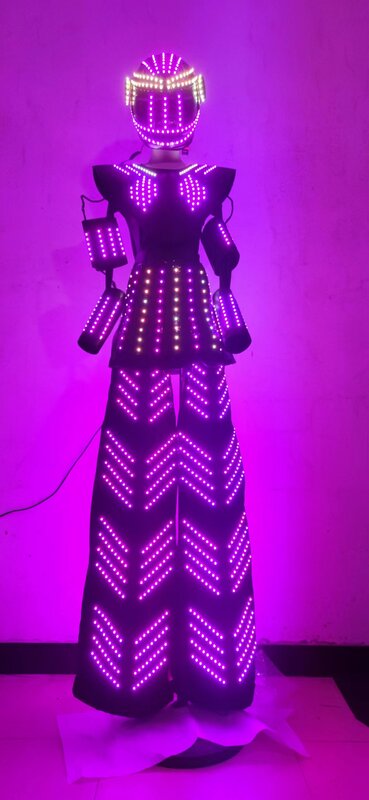 Mulher led robô palafitas walker traje discoteca desempenho de palco kryoman terno cosplay vestido
