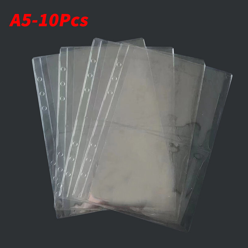 10pcs A5 Thick PVC Transparent 6-hole 2-Solt DIY Loose-Leaf Notebook Document Filing Storage Bag Accessories Pouches Supplies