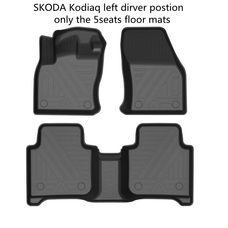 ใช้สำหรับ Skoda Kodiaq พรมรถยนต์ Skoda Kodiaq ชั้น Mats Skoda Kodiaq ชุด Trim To Fit สำหรับ Kodiaq กันน้ำเสื่อชั้น