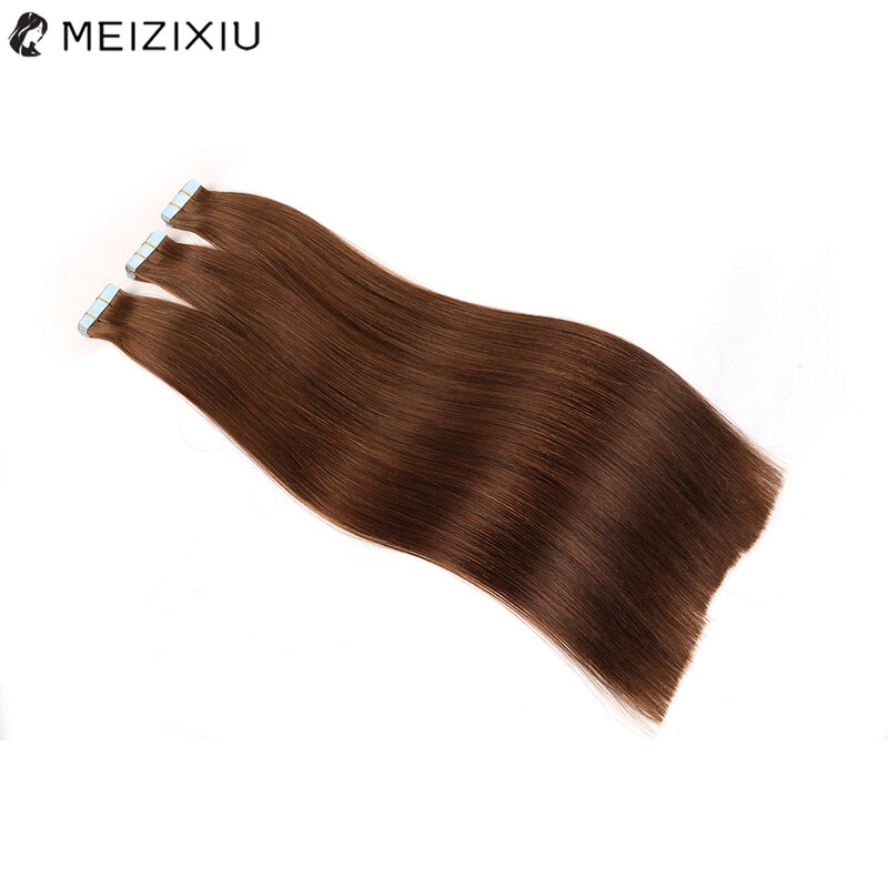 Taśma do przedłużania włosów Remy bezszwowa taśma wątkowa w doczepy z ludzkich włosów dla kobiet złoto-brązowym proste włosy od 12 do 24 Cal