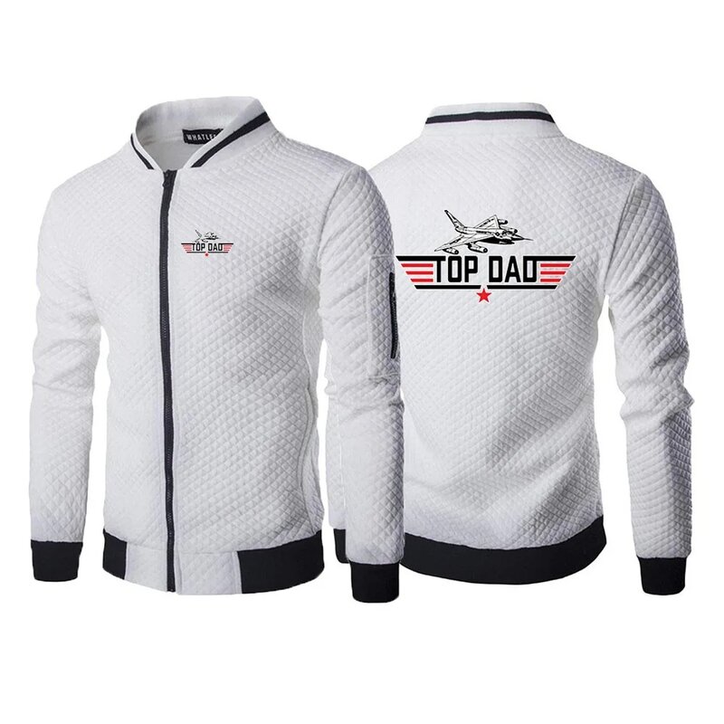 TOP DAD TOP GUN Movie New Men Spring and Autumn Printing Casual Fashion Simplicity Classics Six-color Zip Round Neck Coat