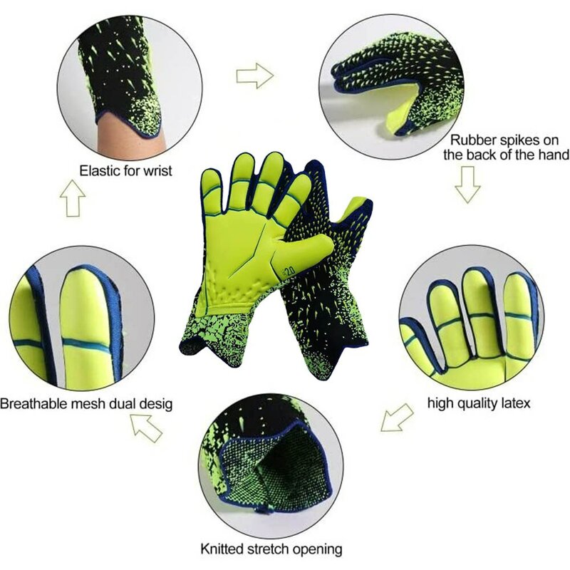 Goalkeeper Gloves Strong Grip for Soccer Goalie Goalkeeper Gloves with Size 6/7/8/9/10 Football Gloves for Kids Youth and Adult