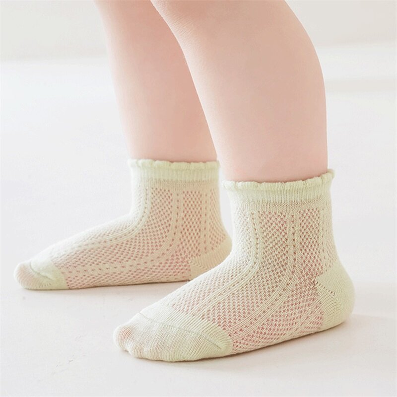 Kaus kaki jala tipis bayi lelaki perempuan, kaos kaki pergelangan kaki kasual Anti Slip musim panas untuk bayi baru lahir dan balita