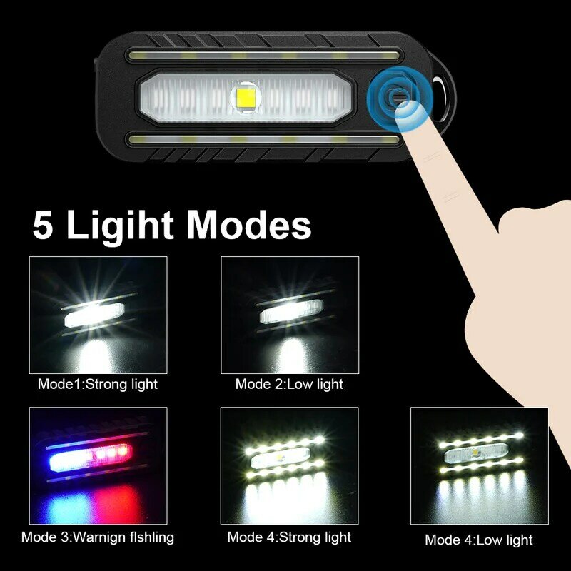LED Merah dan Biru Bahu Lampu Polisi dengan Klip USB Senter Isi Ulang Peringatan Keselamatan Senter Sepeda Memperingatkan Lentera