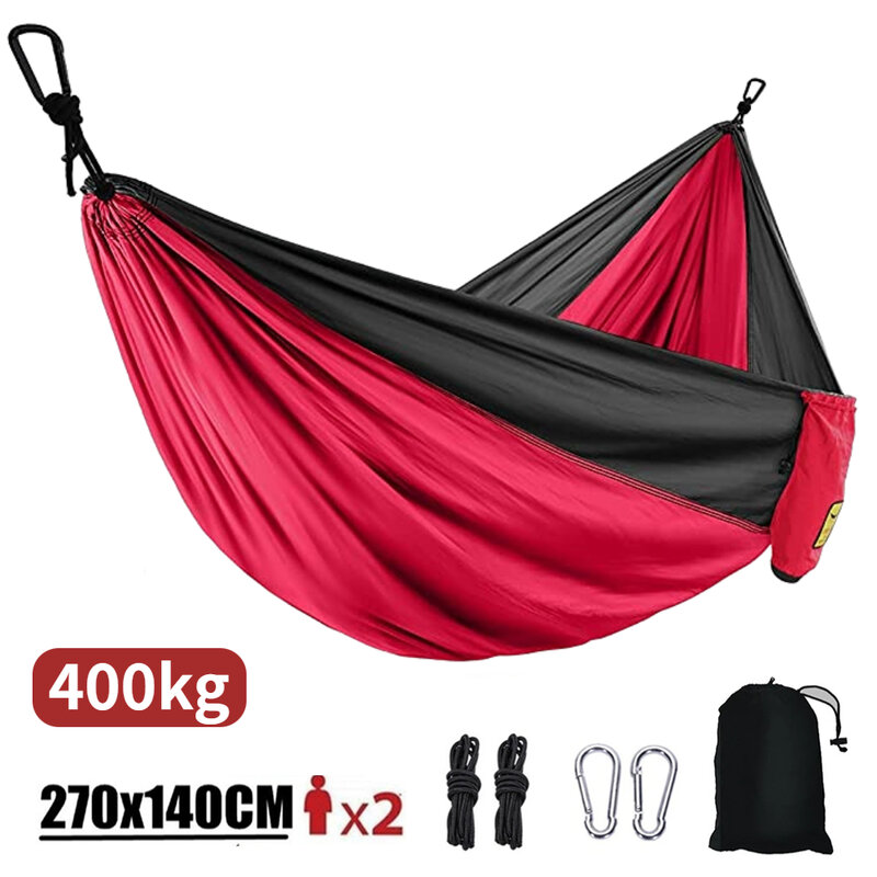 Hamac parachute portable en nylon, lit-balançoire en tissu 270x140cm, taille simple et double, pour camping en plein air, randonnée et jardin