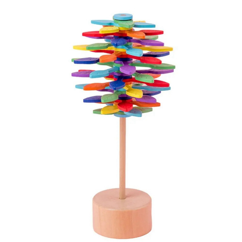 Mainan Fidget Lollipop putaran kayu, mainan dekompresi edukasi sensorik-pereda stres kecemasan, C