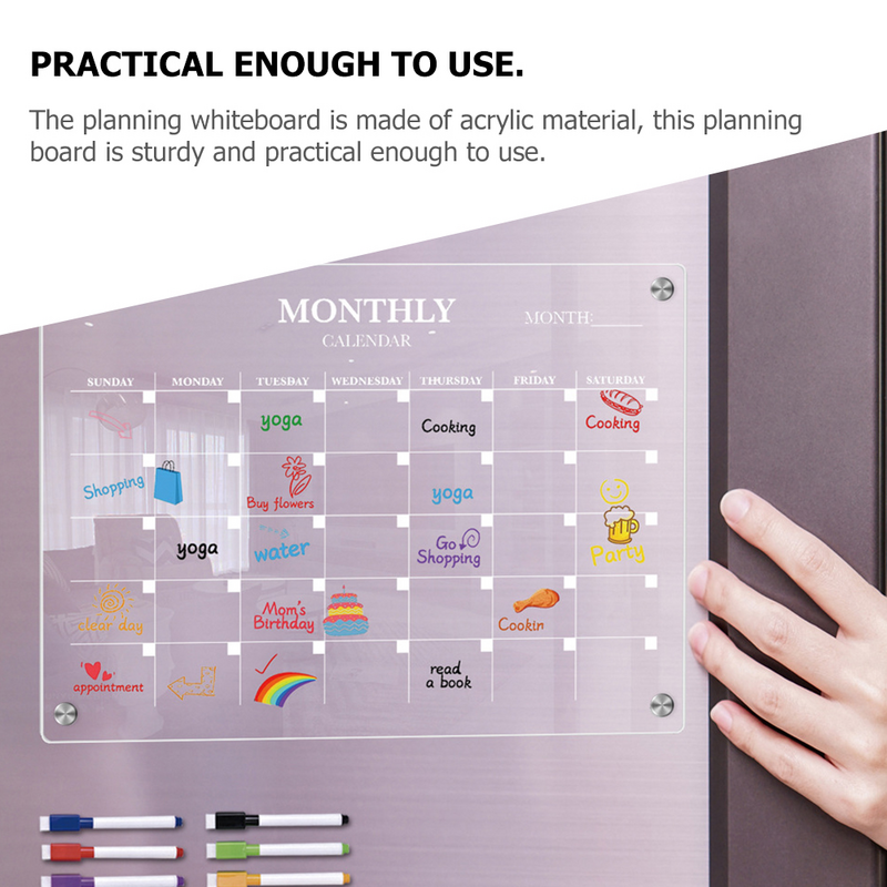 Magnetisches Whiteboard Küchen platte Kühlschrank trocken löschen kleine Kalender praktische Acryl leere Tafel Zeitplan transparent