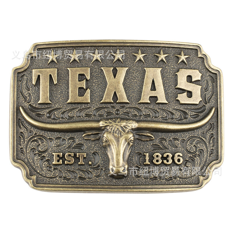 Cowhead Alloy Belt Buckle TEXAS Monogram
