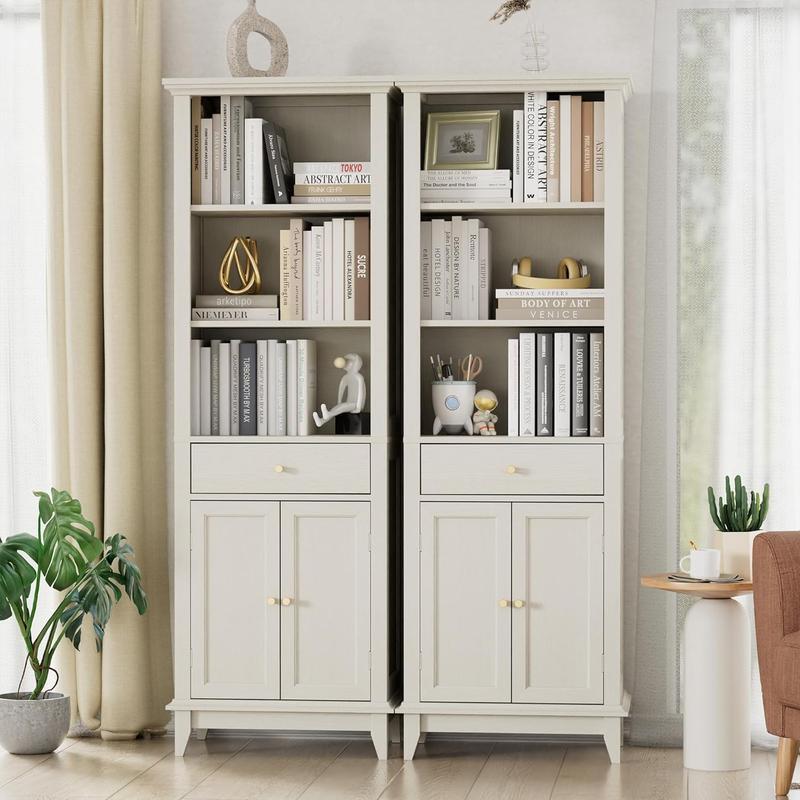 Bookshelves and Bookcases, Floor Standing Display Storage with 1 Adjustable Shelf, Tall Bookcase for Home Office, Living Room
