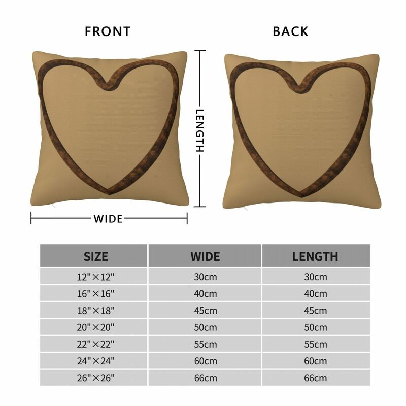 Brown Glitter Heart Square Pillowcase Pillow Cover Polyester Cushion Zip Decorative Comfort Throw Pillow for Home Living Room