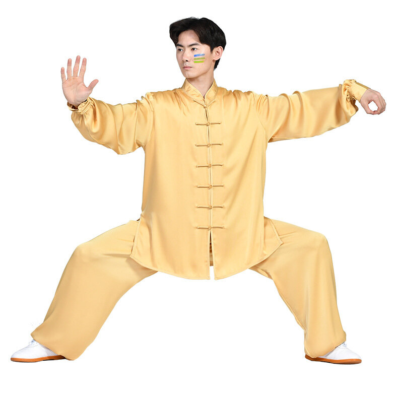 Najwyższej jakości Unisex bawełniane i jedwabne długie rękawy Tai Chi mundur strój sztuk walki Wing Chun odzież