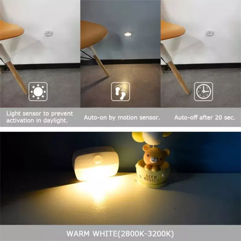 Motion Sensor Light Indoor LED Night Light Stick on Nightlight Battery Operated Lights for Hallway Stair Bathroom Closet Bedroom