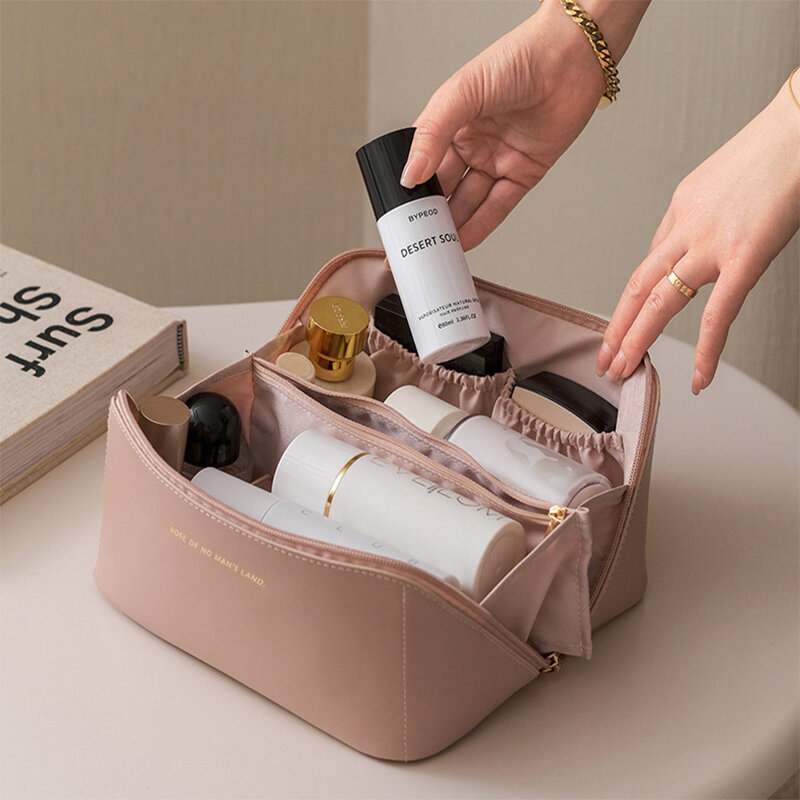 Große Pu Leder Reise Kosmetik Tasche für Frauen Kosmetische Veranstalter High-kapazität Make-Up Tasche Lagerung Pouch Für Weibliche Make-Up box