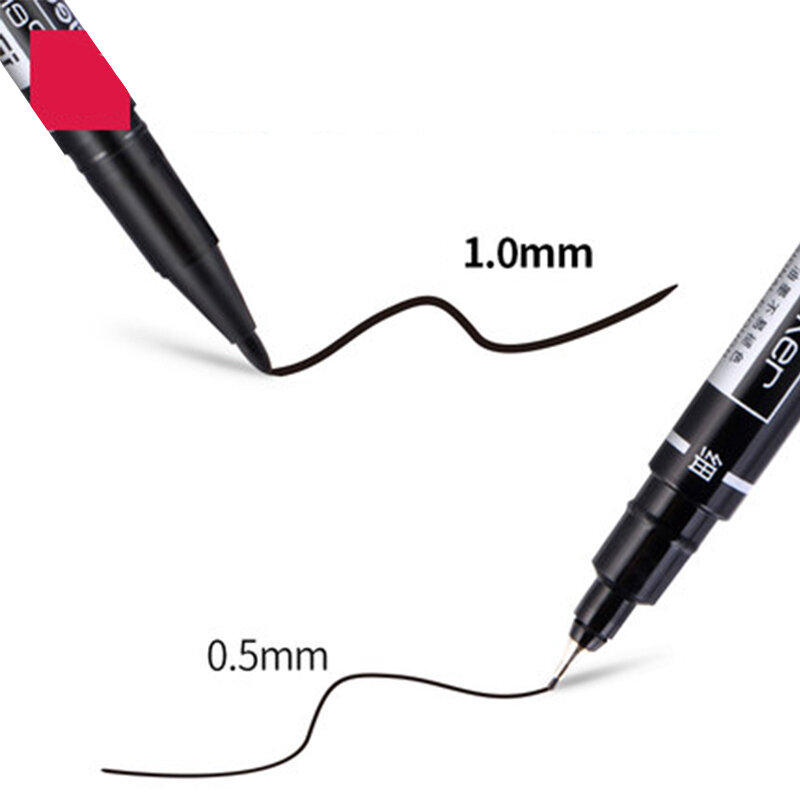 3 pezzi di alta qualità impermeabile permanente doppia punta 0.5/1.0mm pennino nero blu rosso pennarelli arte scuola studente cancelleria per ufficio