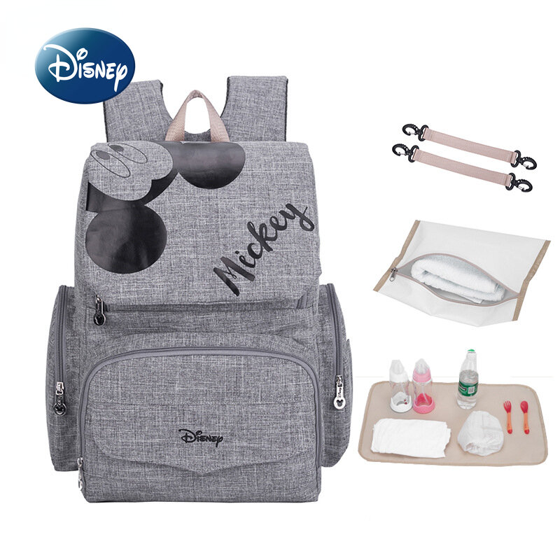 Disney-mochila Original de Mickey para pañales, bolso de bebé de dibujos animados, gran capacidad, multifuncional, alta calidad