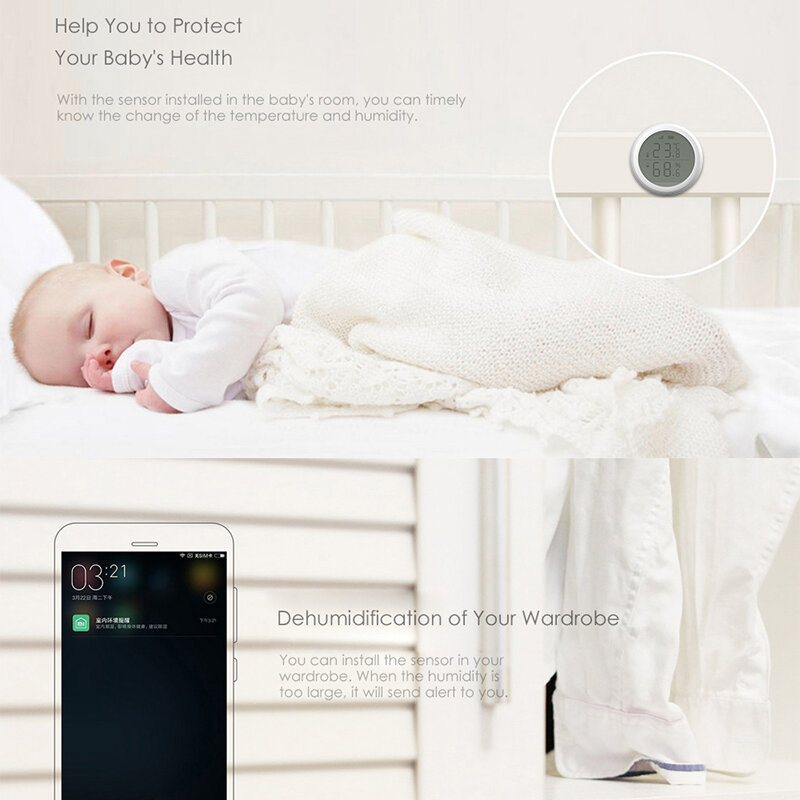 Tuya ZigBee Smart Home sensore di temperatura e umidità con schermo a LED funziona con Google Assistant e Tuya Zigbee Hub