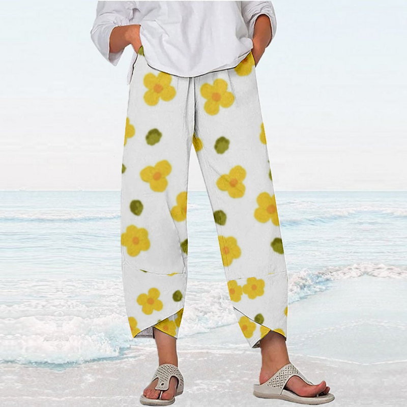 Pantaloni estivi con stampa floreale vestiti eleganti Y2k Streetwear pantaloni da spiaggia da donna pantaloni larghi pantaloni sportivi Capri pantaloni da jogging donna Pantalones